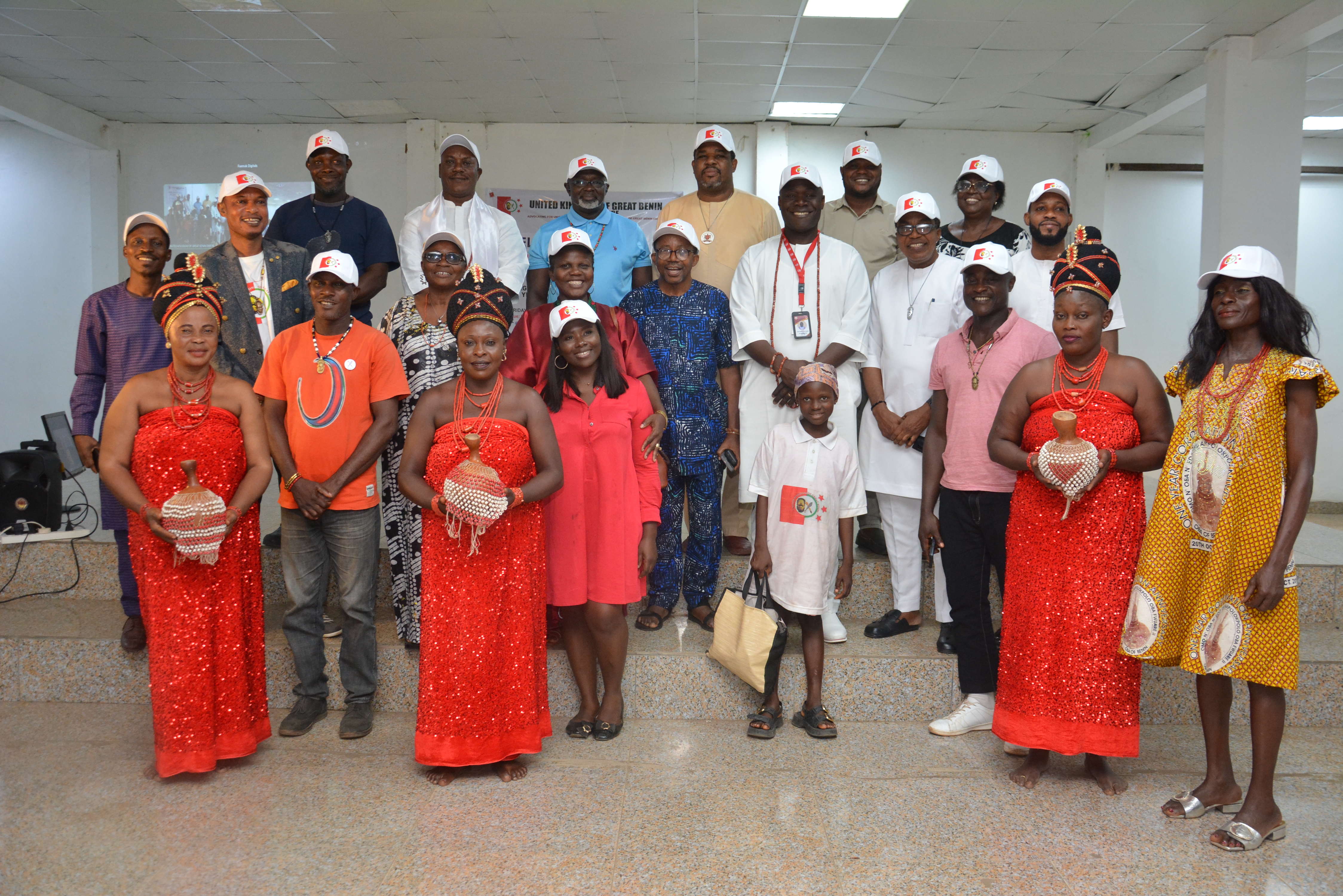 								  								  								  								  								  Cross-Section of UKGE Members  at the 111  and 112 Years Anniversary Commemoration of Restoration of Benin Kingship 2025 Edition in Oba Palace						  																																									